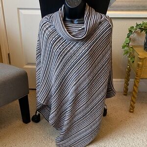 Big Buddha Black and White Striped poncho